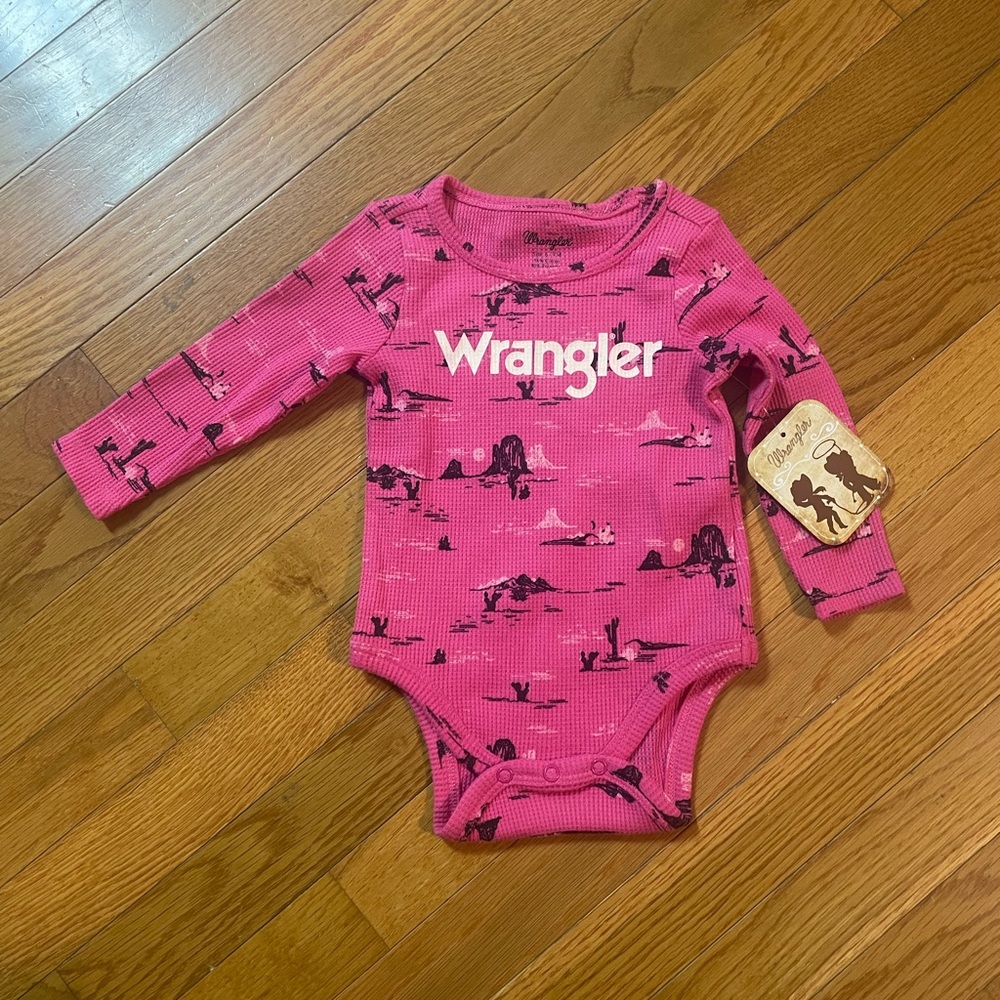 Wrangler Pink Long Sleeve Baby One-Piece Bodysuit